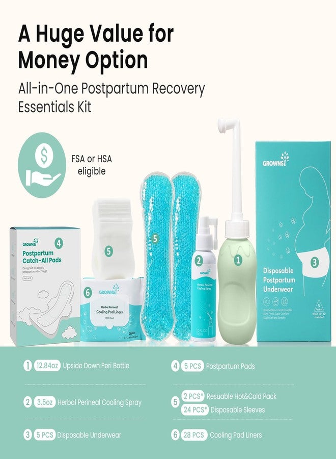 GROWNSY 15pc Postpartum Essentials Recovery Kit for Women, Green - Image 2