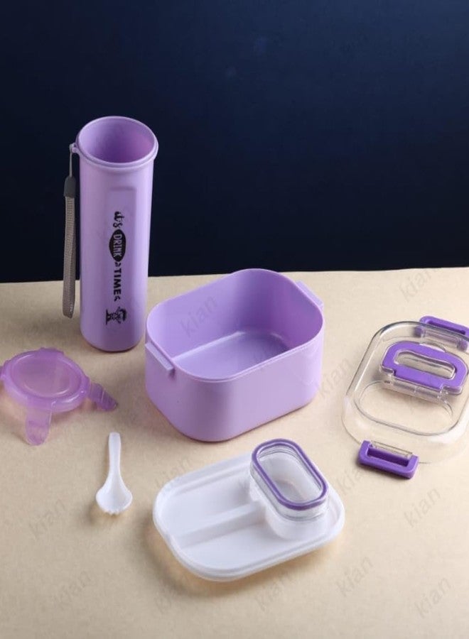 Kian Lunch Box with Bottle Set for School | School Lunch Box for Boys | l Lunch Box for Girls | Tiffin Box with Water Bottle | Lunch Box Combo with Bottle and Spoon (Multi Color) (2 pcs) - Image 4