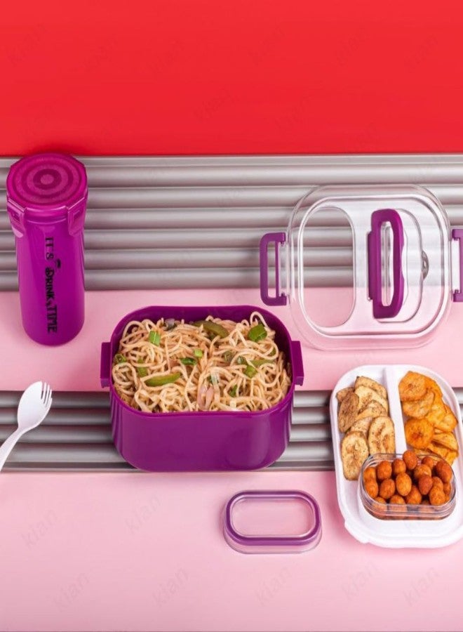 Kian Lunch Box with Bottle Set for School | School Lunch Box for Boys | l Lunch Box for Girls | Tiffin Box with Water Bottle | Lunch Box Combo with Bottle and Spoon (Multi Color) (2 pcs) - Image 1
