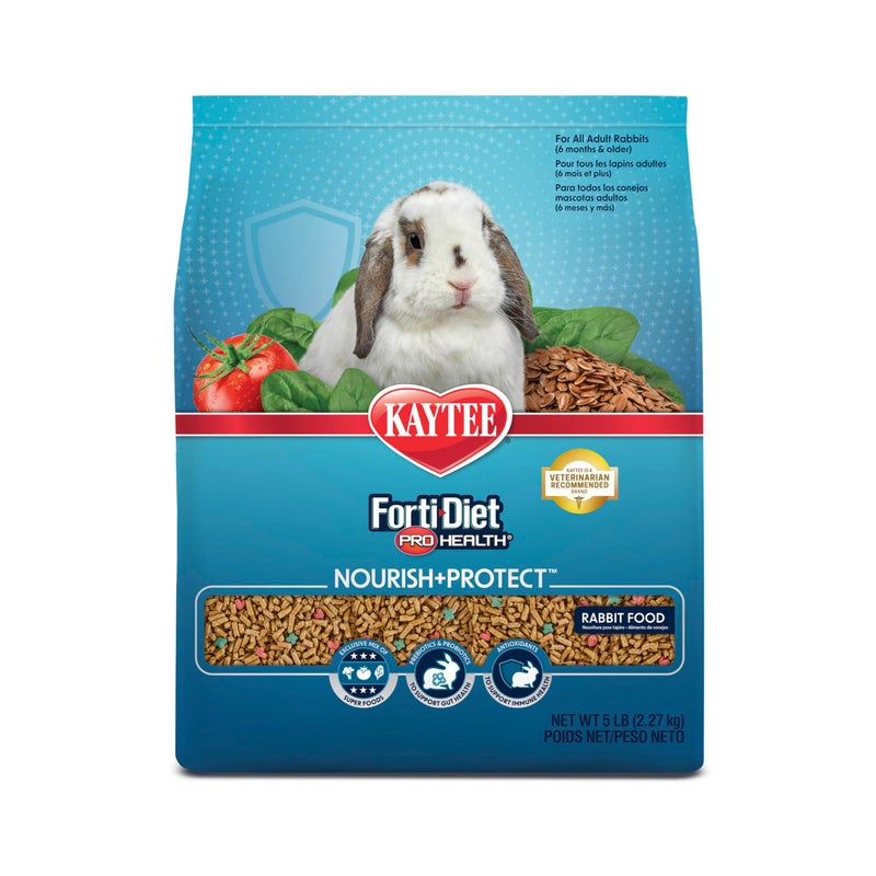 Kaytee Forti-Diet Pro Health Nourish+Protect Adult Rabbit Food, Comprehensive Nutrition Backed by Science, Digestive Health, Immune Support, 5 pounds - Image 1