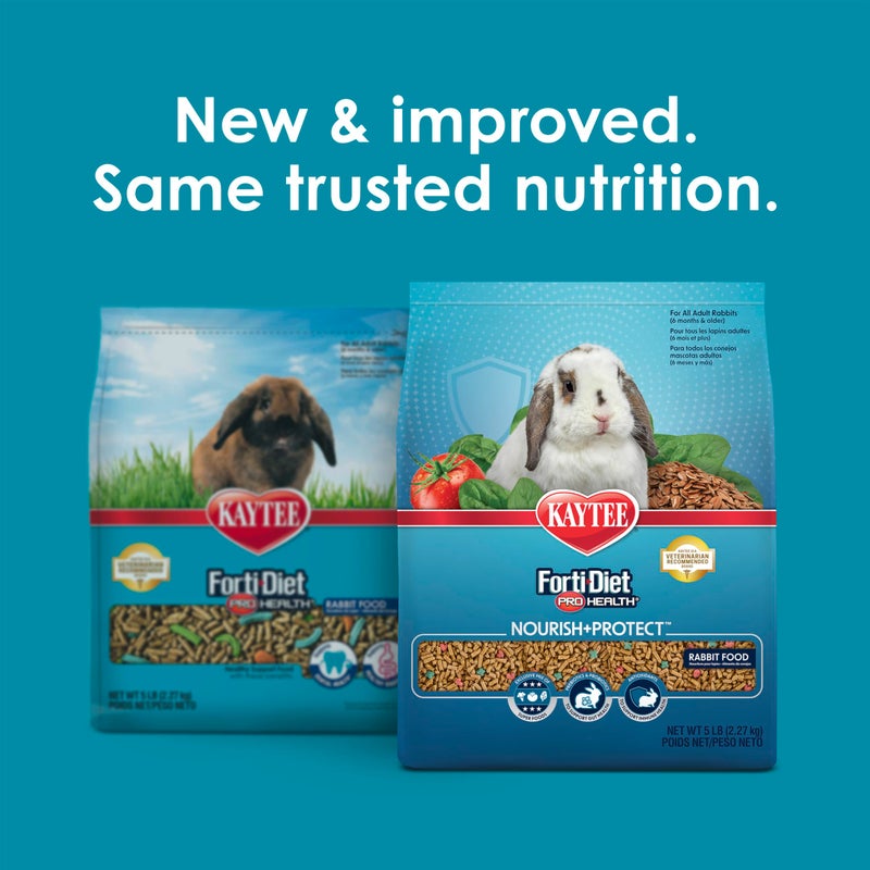 Kaytee Forti-Diet Pro Health Nourish+Protect Adult Rabbit Food, Comprehensive Nutrition Backed by Science, Digestive Health, Immune Support, 5 pounds - Image 2