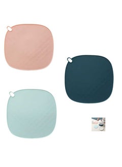 Loquat 3pcs TPR Thickened Anti-Scalding Heat Insulation Pad Dark Blue/Pink/Light Blue  - Image 1