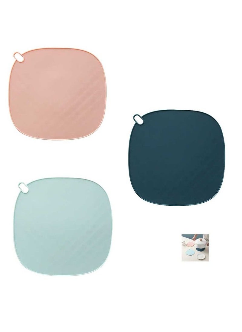 Loquat 3pcs TPR Thickened Anti-Scalding Heat Insulation Pad Dark Blue/Pink/Light Blue  - Image 1