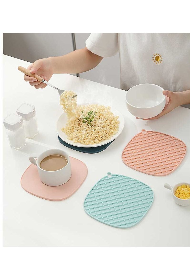 Loquat 3pcs TPR Thickened Anti-Scalding Heat Insulation Pad Dark Blue/Pink/Light Blue  - Image 2