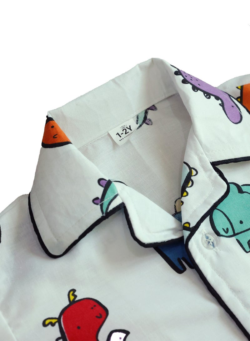 كيدابهو طقم بيجامات للأطفال - ديناصورات مكتنزة ملونة 2 قطعة - Image 5