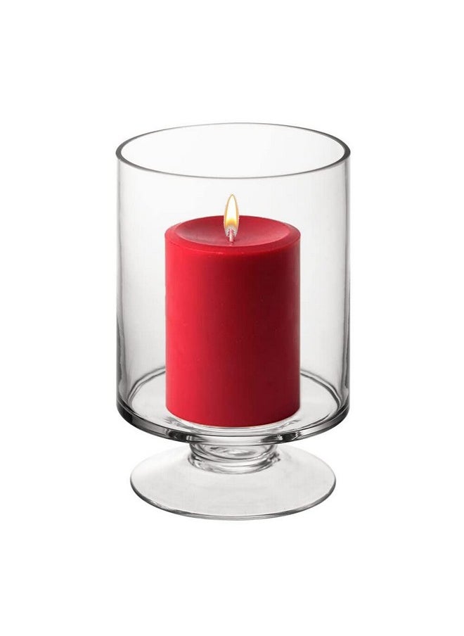 CYS EXCEL CYS EXCEL Glass Hurricane Pillar Candle Holder (H:6" W:3.75") | Multiple Size Choices Short Stem Candle Centerpieces | Stemmed Glass Cylinder Candle Vase  - Image 1