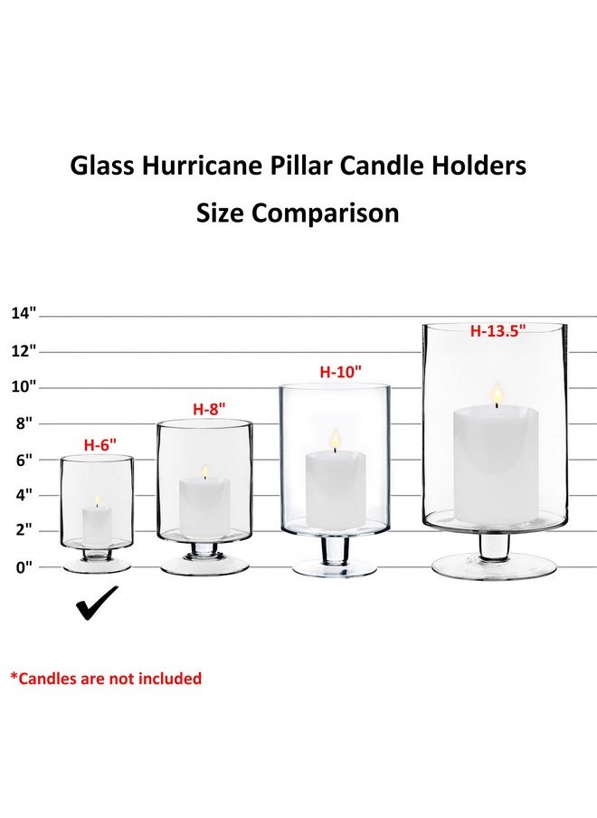 CYS EXCEL CYS EXCEL Glass Hurricane Pillar Candle Holder (H:6" W:3.75") | Multiple Size Choices Short Stem Candle Centerpieces | Stemmed Glass Cylinder Candle Vase  - Image 3
