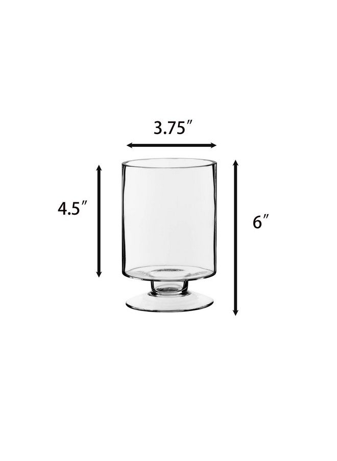 CYS EXCEL CYS EXCEL Glass Hurricane Pillar Candle Holder (H:6" W:3.75") | Multiple Size Choices Short Stem Candle Centerpieces | Stemmed Glass Cylinder Candle Vase  - Image 2