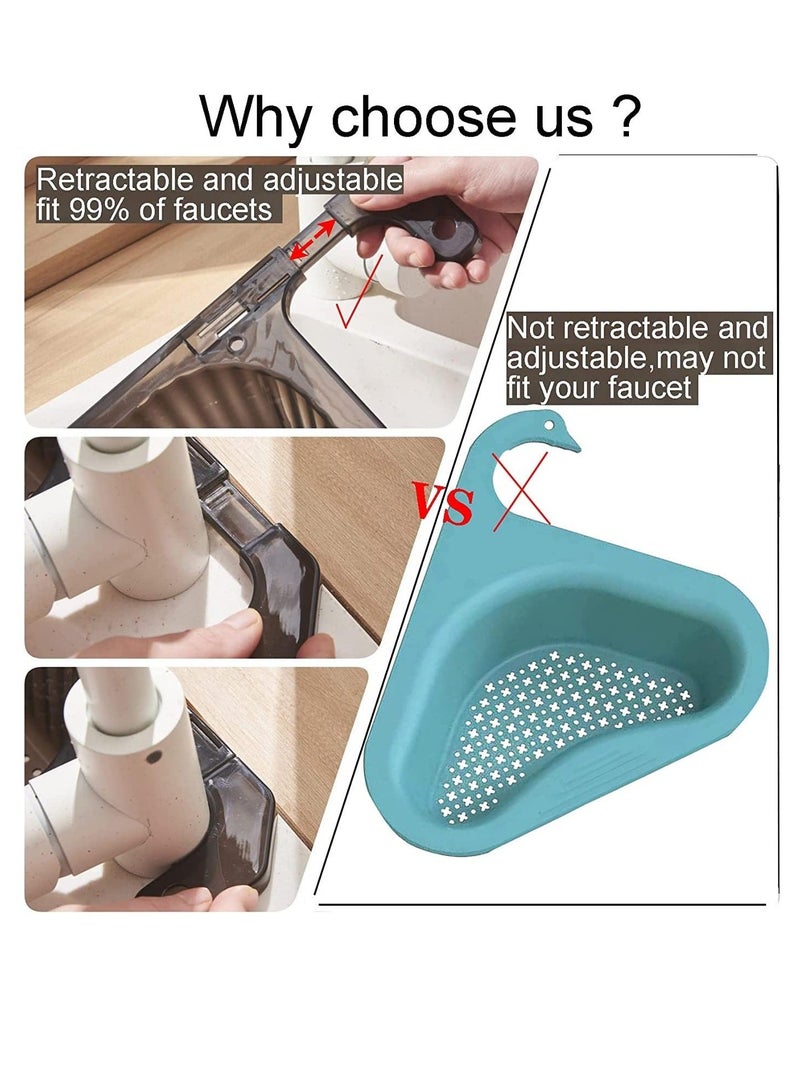Sink Drain Strainer Basket Kitchen Food Catcher Filter Sink Waste Adjustable Retractable Sink Strainer Organizer Swan Sink Corner Strainer - Image 3