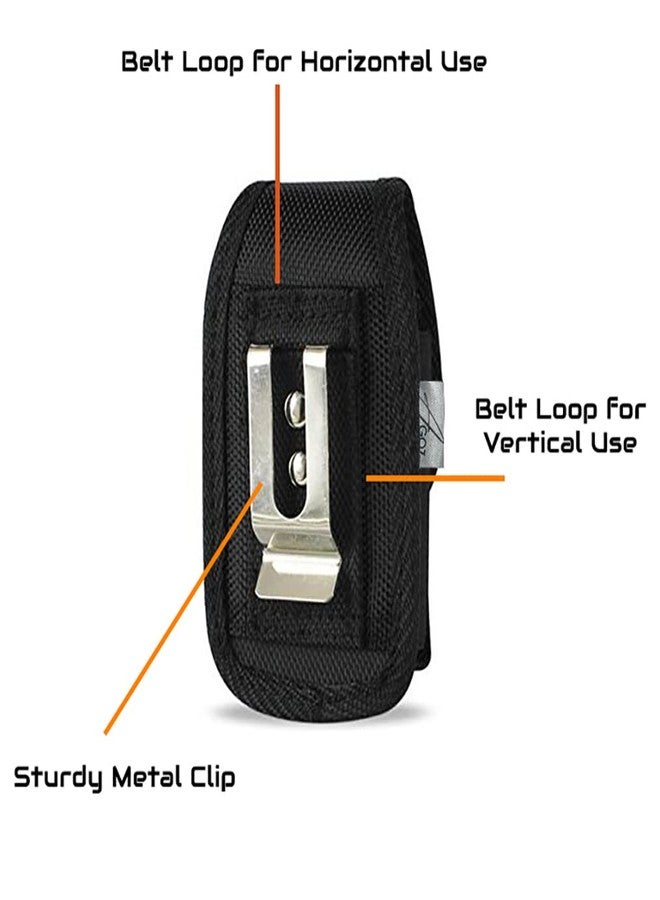 AGOZ Rugged Kyocera DuraXV DuraXA E4520, DuraXE E4710, Dura XTP Belt Clip Case, Tactical Vertical Carrying Canvas Holster Pouch Cover with Belt Loops & Metal Belt Clip Dura XV XA,DuraXV LTE Flip Phone - Image 4