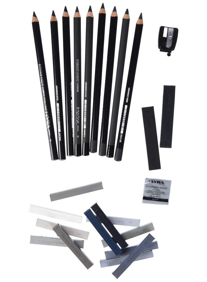 ليرا صندوق معدني ظلال رمادية 9 أقلام رصاص متنوعة الفحم البني الداكن الدم 12 أقلام تلوين وإكسسوارات متنوعة - Image 2
