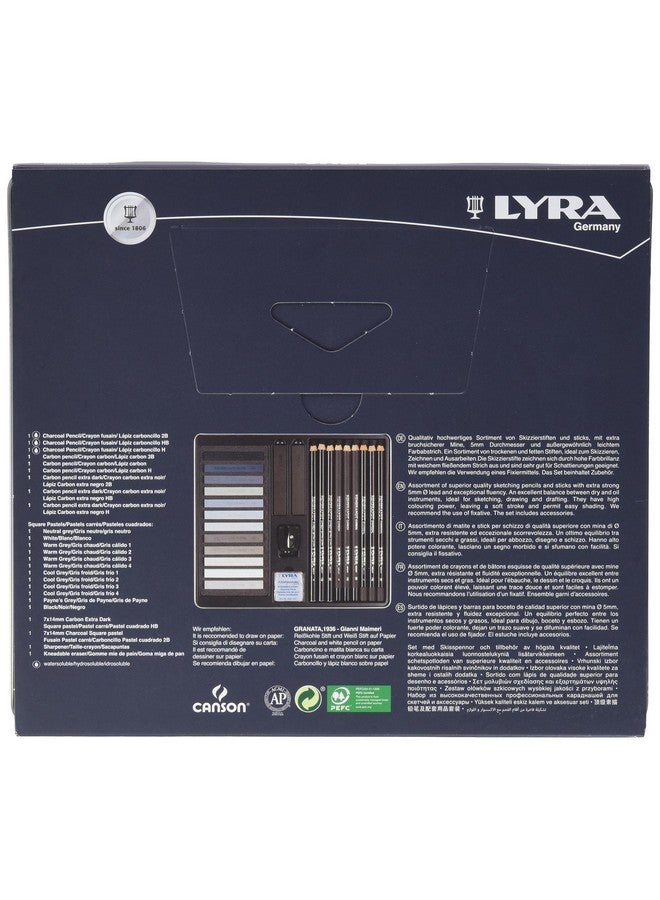 ليرا صندوق معدني ظلال رمادية 9 أقلام رصاص متنوعة الفحم البني الداكن الدم 12 أقلام تلوين وإكسسوارات متنوعة - Image 4