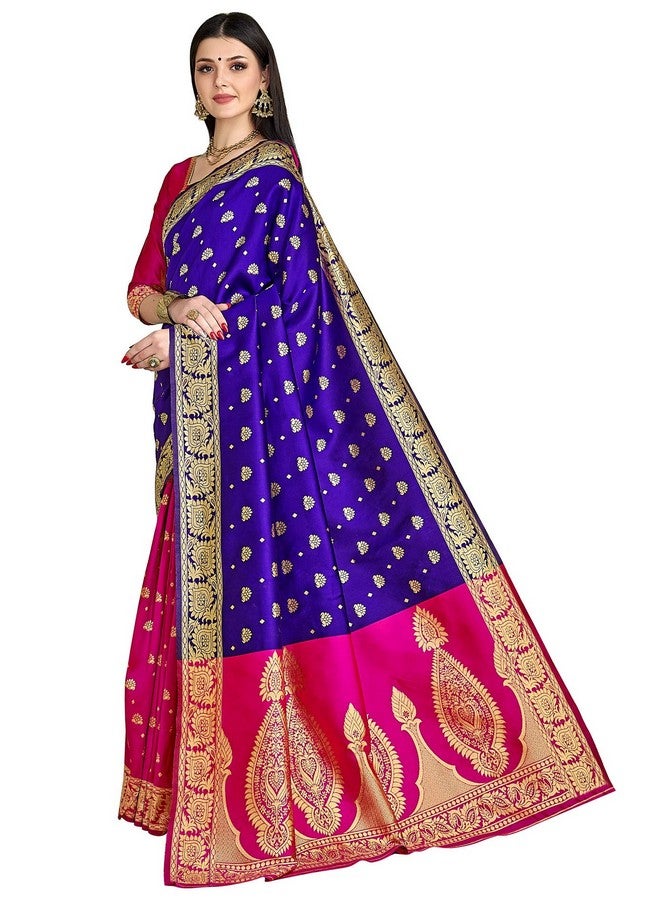 Glory Sarees ساري الحرير المختلط للنساء من غلوري (Banarasi_Saree114_Blue) - Image 2