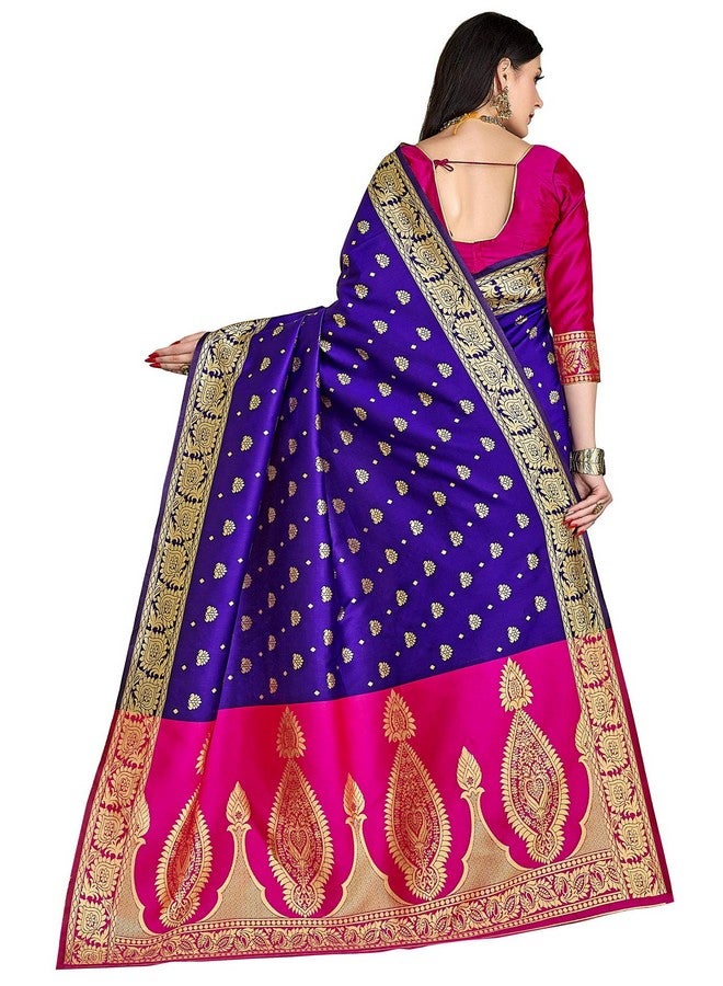 Glory Sarees ساري الحرير المختلط للنساء من غلوري (Banarasi_Saree114_Blue) - Image 4