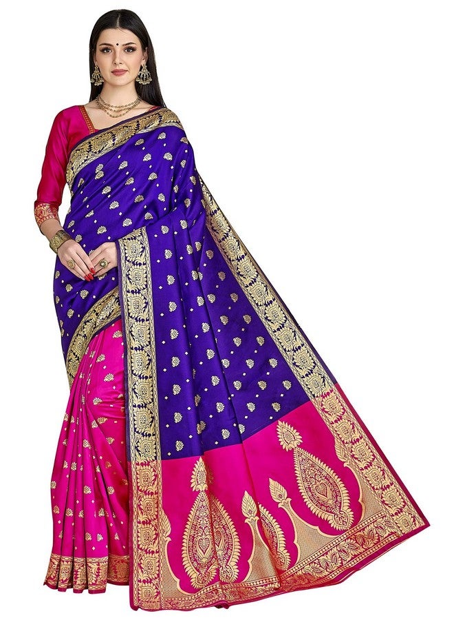 Glory Sarees ساري الحرير المختلط للنساء من غلوري (Banarasi_Saree114_Blue) - Image 5