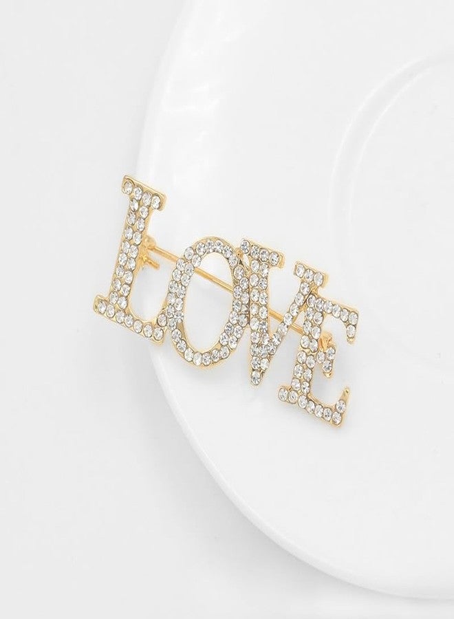 tanguan LOVE Rhinestone Brooch Pin for Women Multicolor Crystal Love Flower Heart Brooches Elegant Lapel Pins Stylish Wedding Party Clothes Accessories Valentines Gift (Golden white) - Image 5