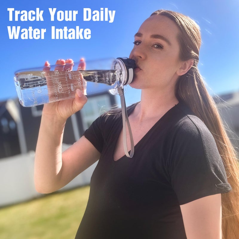 OLDLEY Water Bottle  32oz Motivational Sports Water Bottle with Time Marker - Times to Drink - Tritan  BPA Free  Wide Mouth Leakproof  Clear (1 Bottle) - Image 2