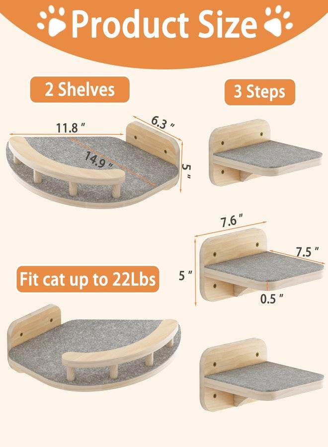 Megidok Modern Cat Wall Furniture - Cat Climbing Shelves with 3 Steps, Hammock & Perches - Up to 22Lbs - Image 2
