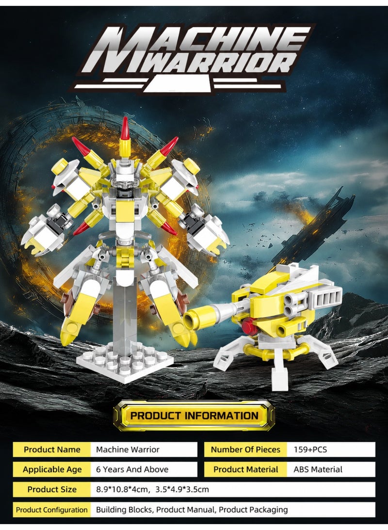 2 In 1 Berserker Mecha Warrior Building Blocks Set Posable Sci Fi Combat Bricks Kit 159 Pcs ABS Constructible Action Figure With Fully Movable Joints STEM Educational Building Toy Gift For Kids Boys Girls Ages 6 And Up Birthday Holiday Home Desktop Hobby Collection Display - Image 5