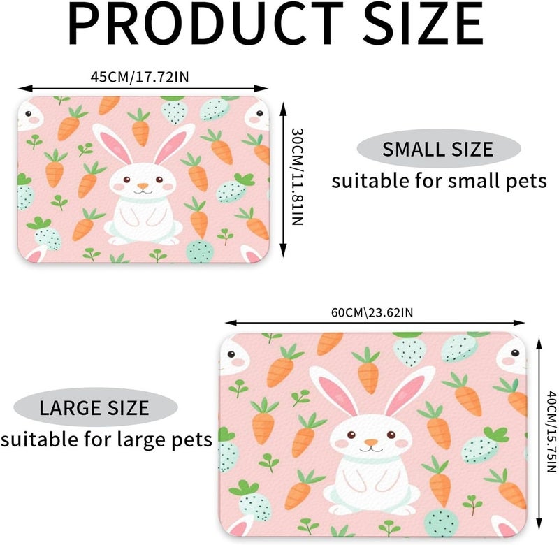 Pet Feeding Mats with Residue Collection Easter Spring Summer Bunny Cute Eggs Flowers Rabbit Dj Waterproof Dog Cat Bowl Mat 18X12In with Prevent Water Food Spills - Image 4