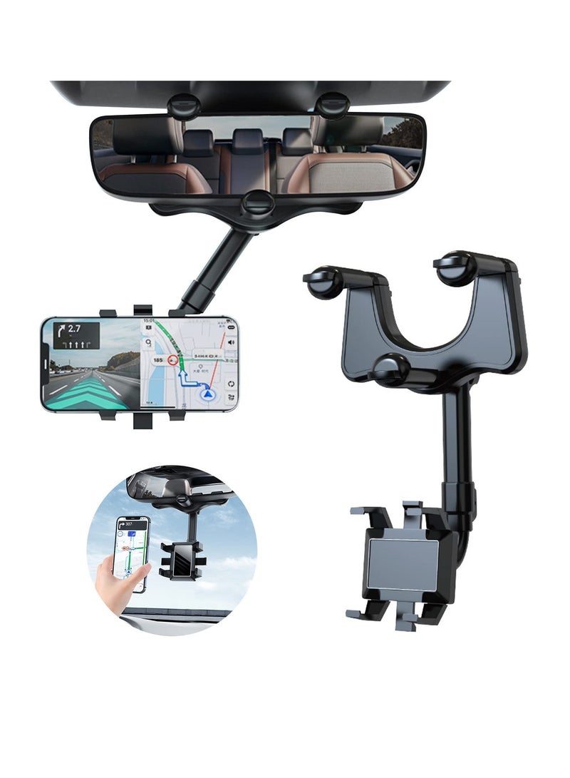 SYOSI Rotatable and Retractable Car Phone Holder, Multifunctional Rearview Mirror Phone Holder, Universal 360°Rearview Mirror Phone Holder, for Car Suitable for All Car Phone Holder (1PCS) - Image 1