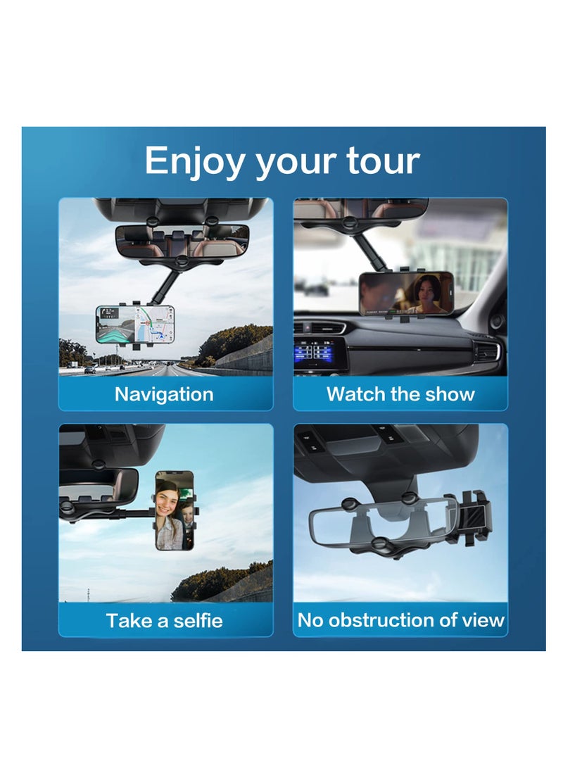 SYOSI Rotatable and Retractable Car Phone Holder, Multifunctional Rearview Mirror Phone Holder, Universal 360°Rearview Mirror Phone Holder, for Car Suitable for All Car Phone Holder (1PCS) - Image 5