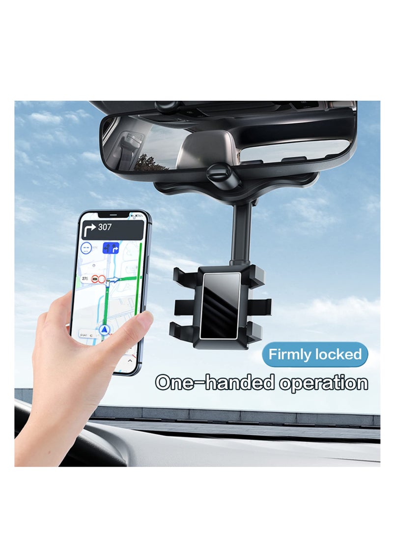 SYOSI Rotatable and Retractable Car Phone Holder, Multifunctional Rearview Mirror Phone Holder, Universal 360°Rearview Mirror Phone Holder, for Car Suitable for All Car Phone Holder (1PCS) - Image 3