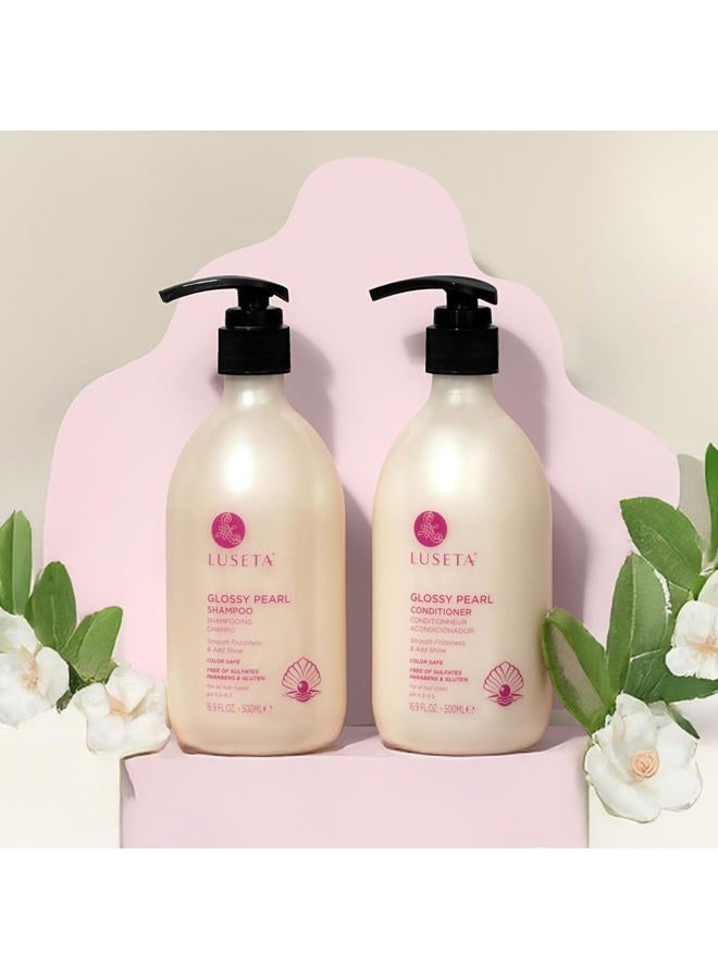 Luseta Glossy Pearl Shampoo and Conditioner Set Smooth & Moisturize, Fight Frizziness and Add Shine,Hydrating for Damaged Hair, Detangle,Nourish Strands,Paraben Free, Sulfate Free,16.9oz - Image 2