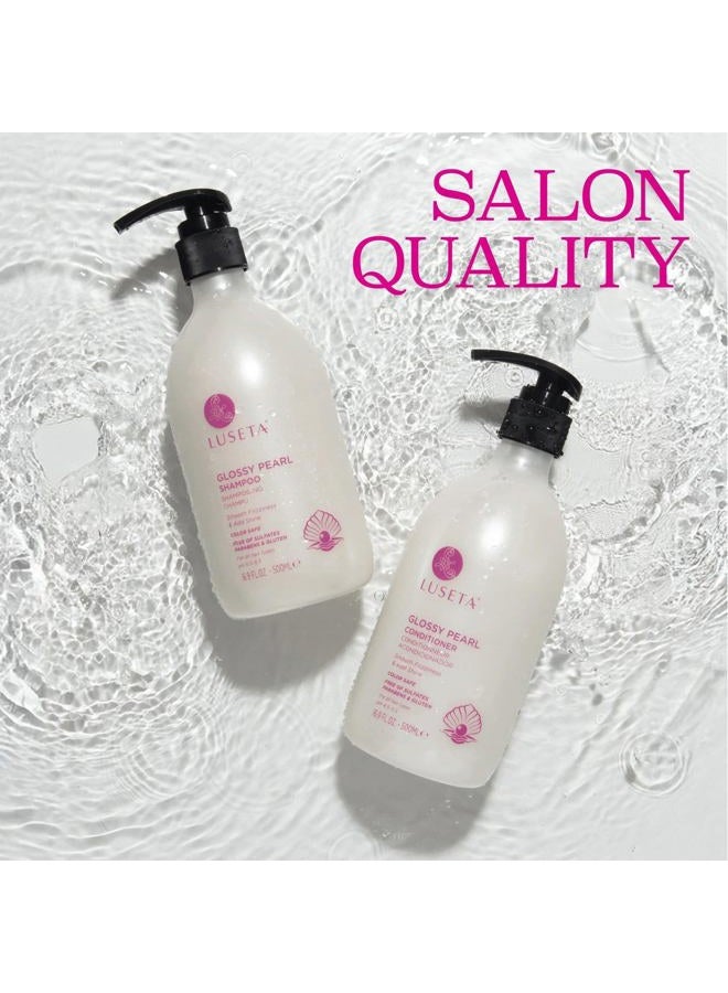 Luseta Glossy Pearl Shampoo and Conditioner Set Smooth & Moisturize, Fight Frizziness and Add Shine,Hydrating for Damaged Hair, Detangle,Nourish Strands,Paraben Free, Sulfate Free,16.9oz - Image 3