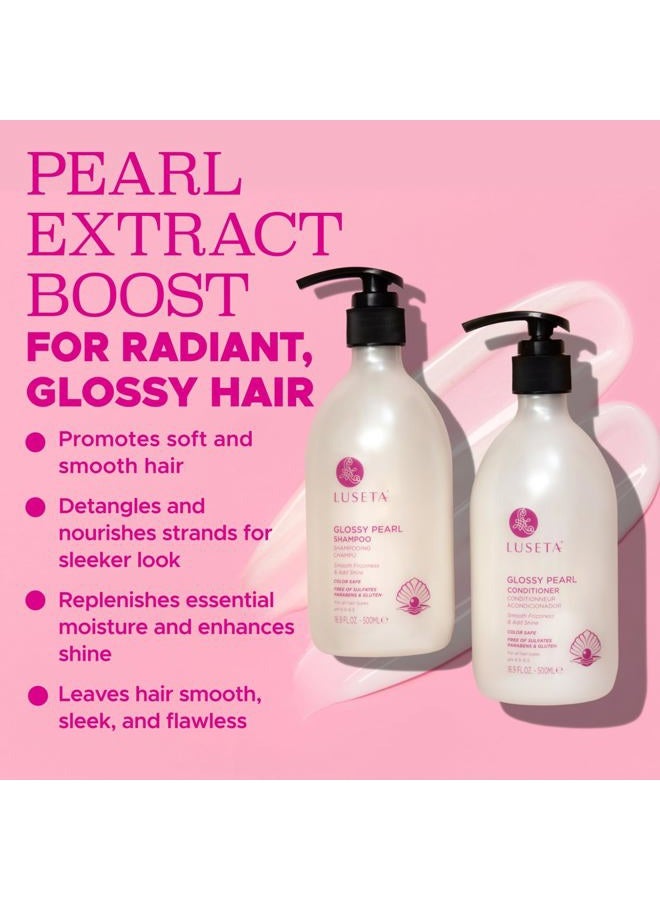 Luseta Glossy Pearl Shampoo and Conditioner Set Smooth & Moisturize, Fight Frizziness and Add Shine,Hydrating for Damaged Hair, Detangle,Nourish Strands,Paraben Free, Sulfate Free,16.9oz - Image 4