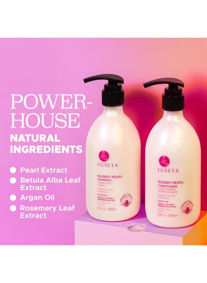 Luseta Glossy Pearl Shampoo and Conditioner Set Smooth & Moisturize, Fight Frizziness and Add Shine,Hydrating for Damaged Hair, Detangle,Nourish Strands,Paraben Free, Sulfate Free,16.9oz - Image 5