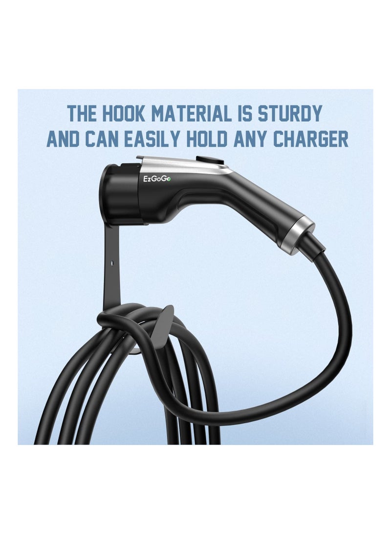 SYOSI EV Charger Holder Wall-Mount EV Charger Electric Vehicle Charger Nozzle Holster Dock and J-Hook Combination for J1772 Connector lectric Vehicle EV Charger Holder - Image 5