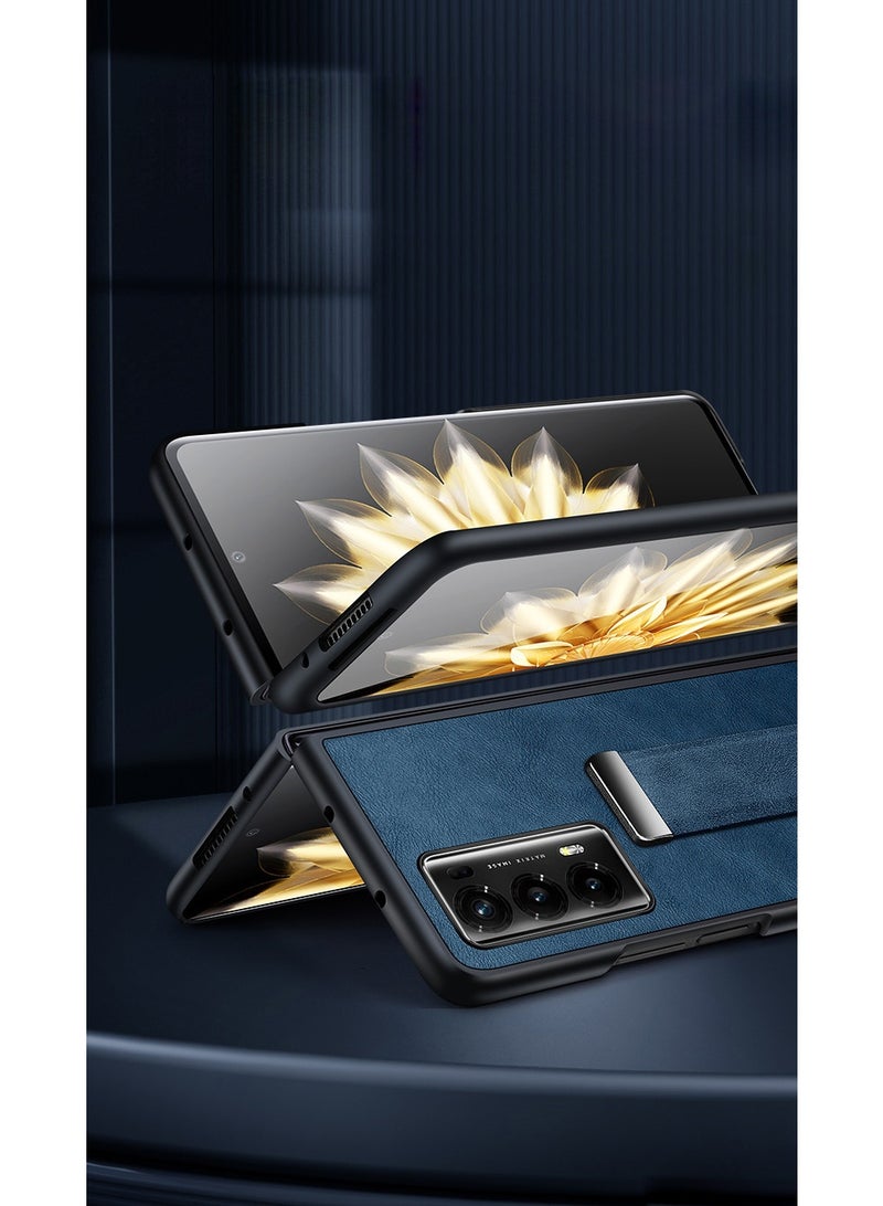 general Luxury Leather Soft Phone Case Compatible with Honor Magic V2 Wriststrap Metal Ring Holder Stand Back Cover For Honor Magic V2 - Image 2