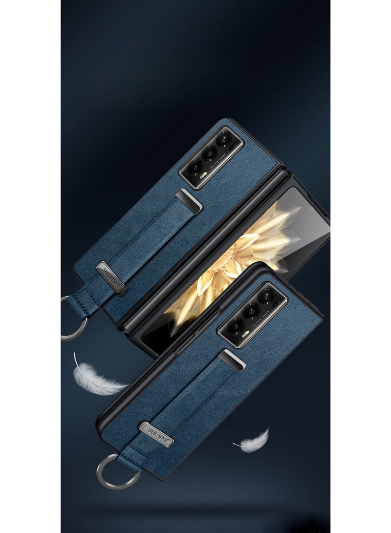 general Luxury Leather Soft Phone Case Compatible with Honor Magic V2 Wriststrap Metal Ring Holder Stand Back Cover For Honor Magic V2 - Image 3