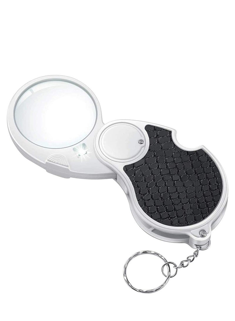 Excefore 5X Magnifying Glass with Light, LED Handheld Pocket Magnifier Small Illuminated Folding Hand Held Lighted Magnifier for Reading Jewellers Jewellery Coins Hobby Travel Inspection Crafts(45 Mm Diameter)  - Image 1