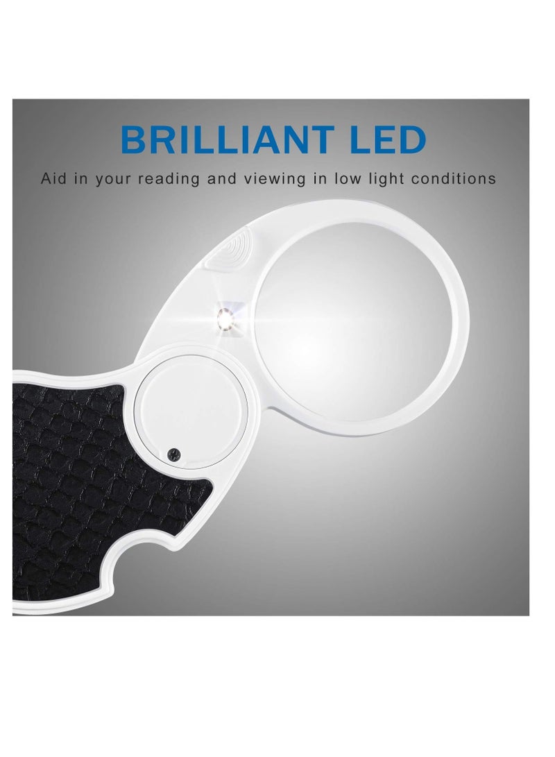 Excefore 5X Magnifying Glass with Light, LED Handheld Pocket Magnifier Small Illuminated Folding Hand Held Lighted Magnifier for Reading Jewellers Jewellery Coins Hobby Travel Inspection Crafts(45 Mm Diameter)  - Image 4