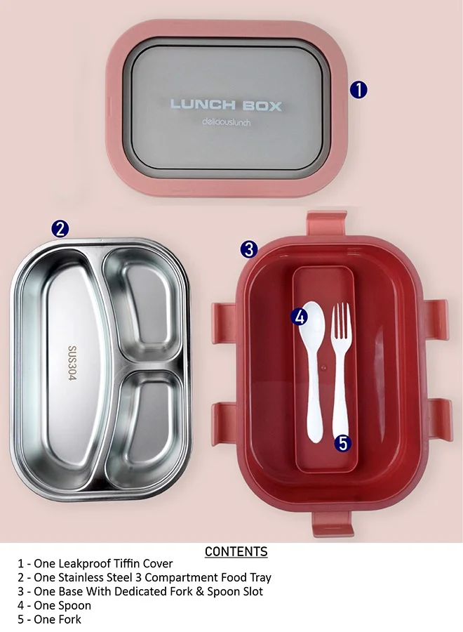 ليتل سربرايز بوكس Little Surprise Box,Solid Peach Stainless Steel Lunch Box For Kids & Adults