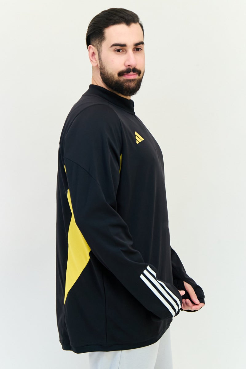 Adidas سويت شيرت رياضي للرجال بأكمام طويلة، أسود - Image 2