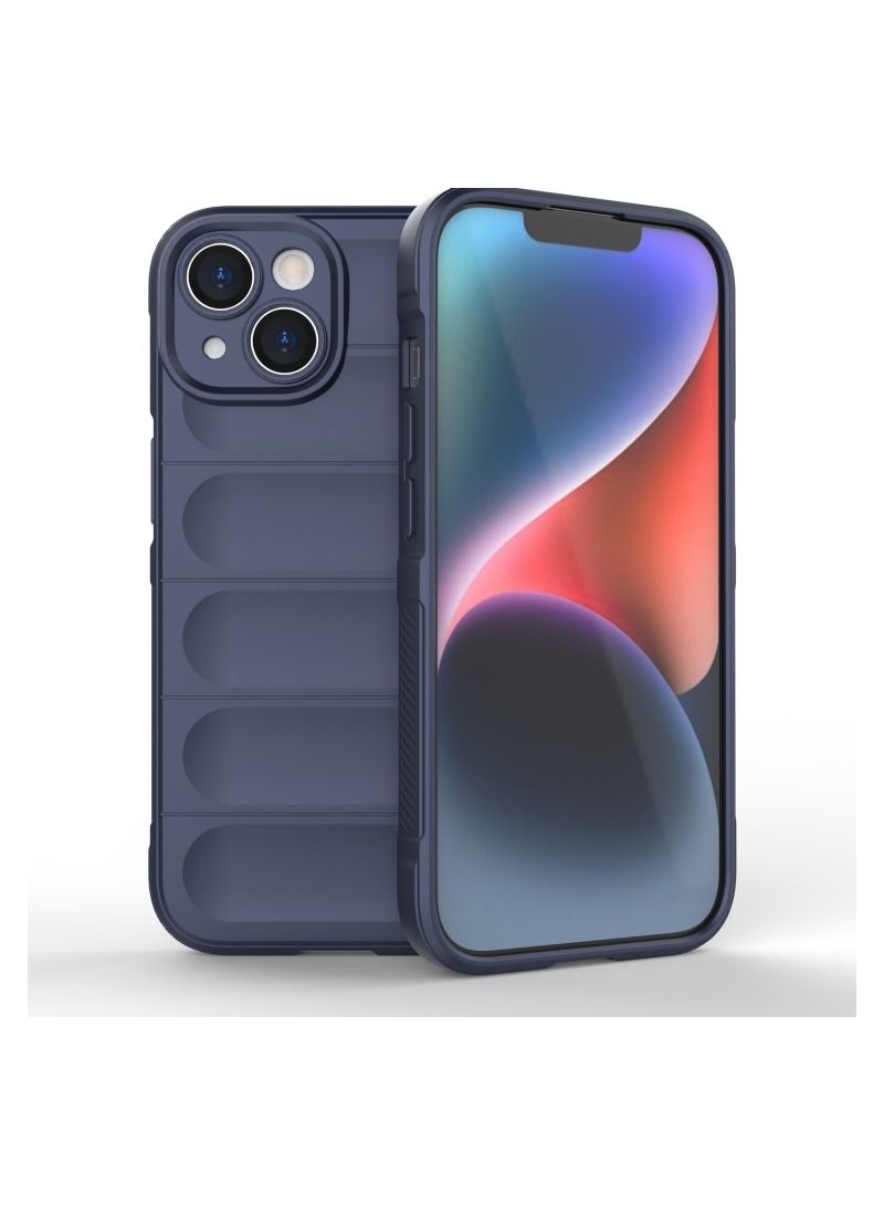 vesus Magic Shield tpu + Flannel Phone Case Dark Blue For iPhone 15