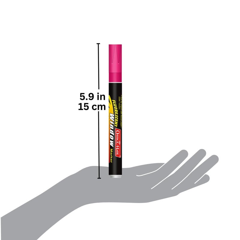 Office Mate Soni Officemate Fluorescent Chalk/Window Marker | For Cafés, Restaurants, Glass Boards, Mirrors & Window Displays | Easy Erase, Smudge-Free Ink | 4.5 mm Bullet Tip | Pack of 10 (Multicolour) - Image 3