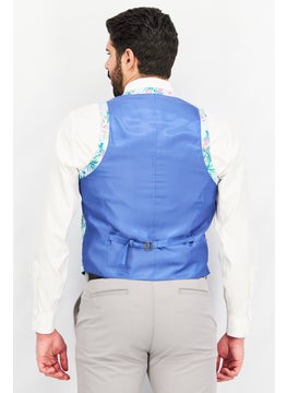 Bar III Men Slim Fit Floral Print Suit Vest, Blue  - Image 3