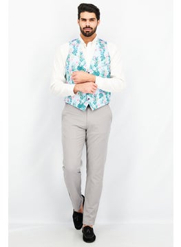 Bar III Men Slim Fit Floral Print Suit Vest, Blue  - Image 4