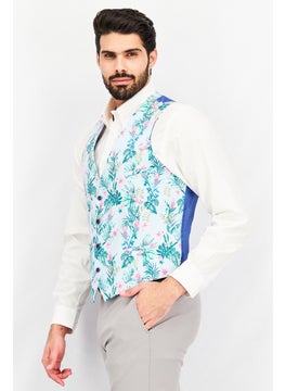 Bar III Men Slim Fit Floral Print Suit Vest, Blue  - Image 2