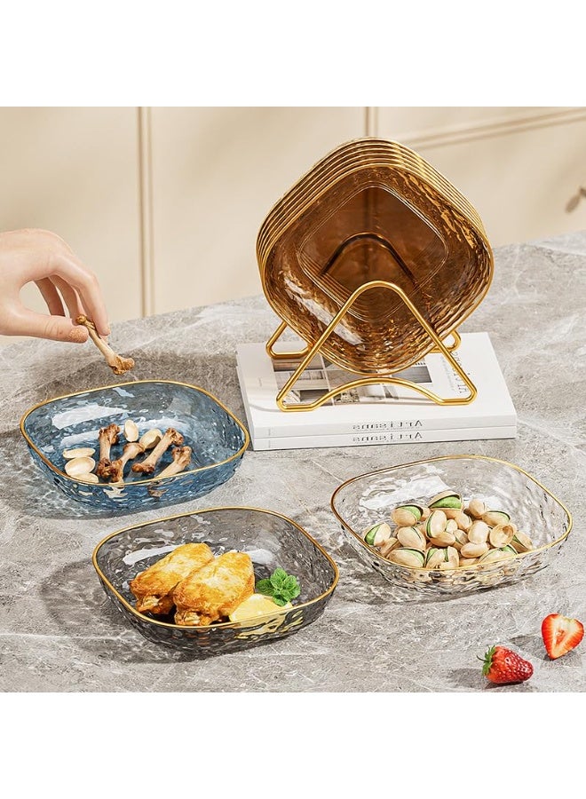 Arahome Food Safe Plastic Bone Dish Set Wave Pattern Plate with Non Slip Base for Seafood Snacks Table Scraps(Blue) - Image 3