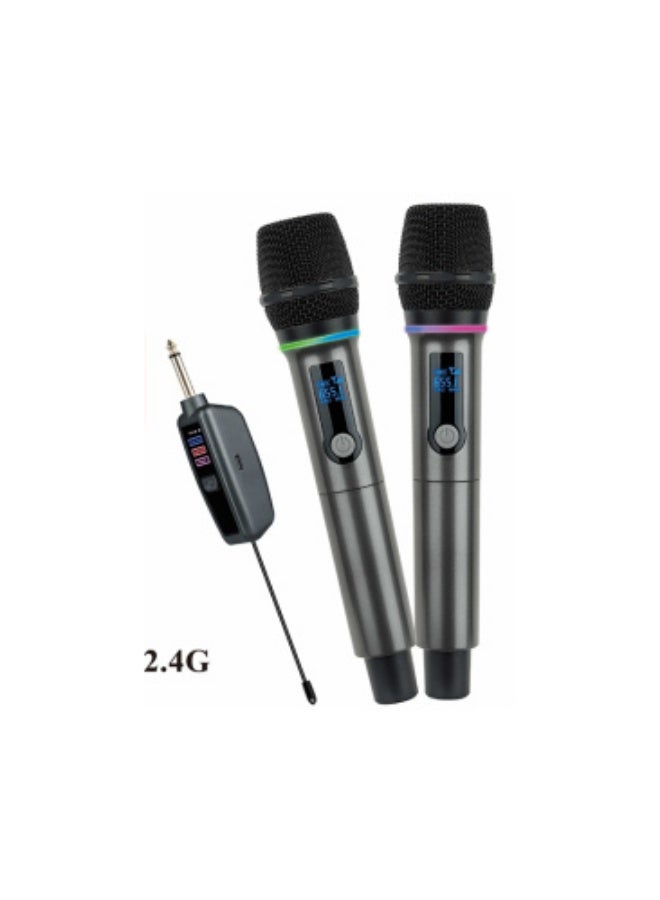 PROMASS ZQS-2M506 Dual Wireless Microphone System with Rechargeable Receiver - Black/Grey