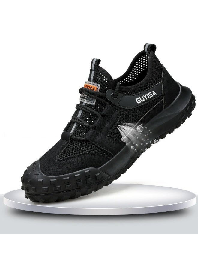 NIBEMINENT Men's Fashion Steel Toe Work Shoes - Breathable Safety Sneakers, Summer Lightweight Security Boots, Designer Protective Footwear - Image 1