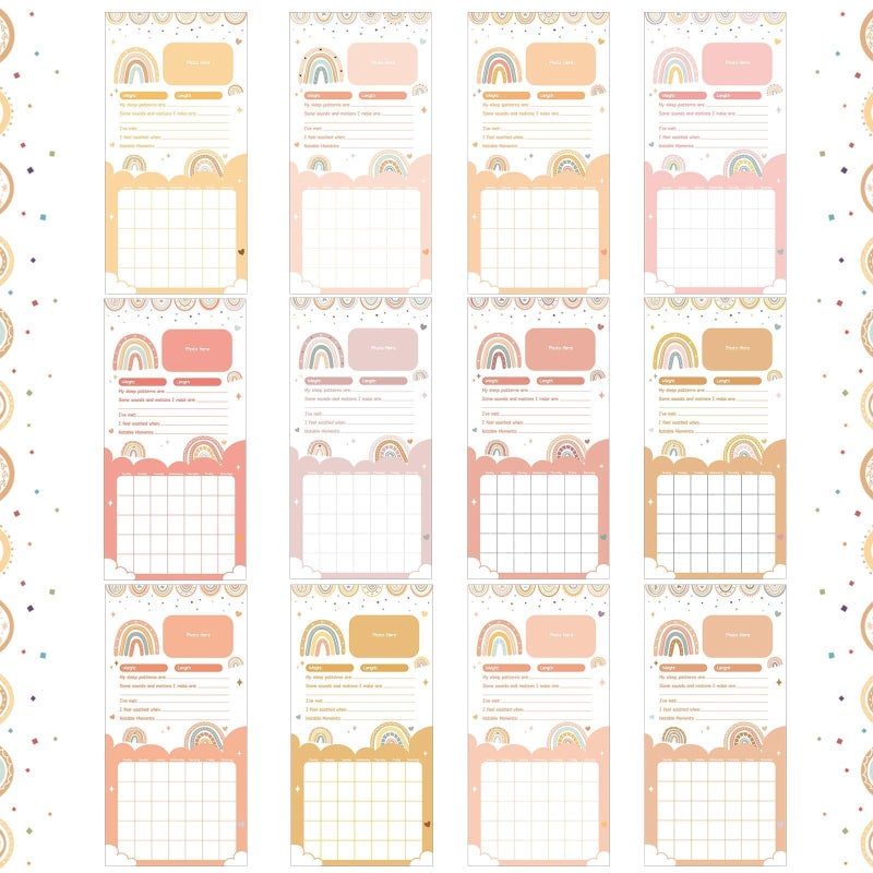 Chunnin Boho Rainbow Baby's First Year Calendar with Stickers Boho 1st Year Tracker First Year Book Baby First Year Milestones Newborn Baby Memory Calendar Keepsake for Baby Girl or Boy - Image 4