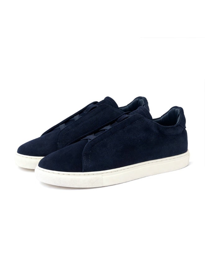Diffindo Men'S Genuine Leather Suede Sneakers Size 41 - Dark Blue - Image 4