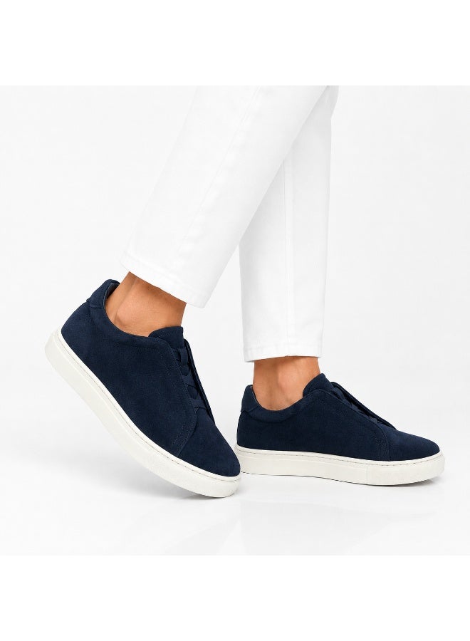 Diffindo Men'S Genuine Leather Suede Sneakers Size 41 - Dark Blue - Image 1