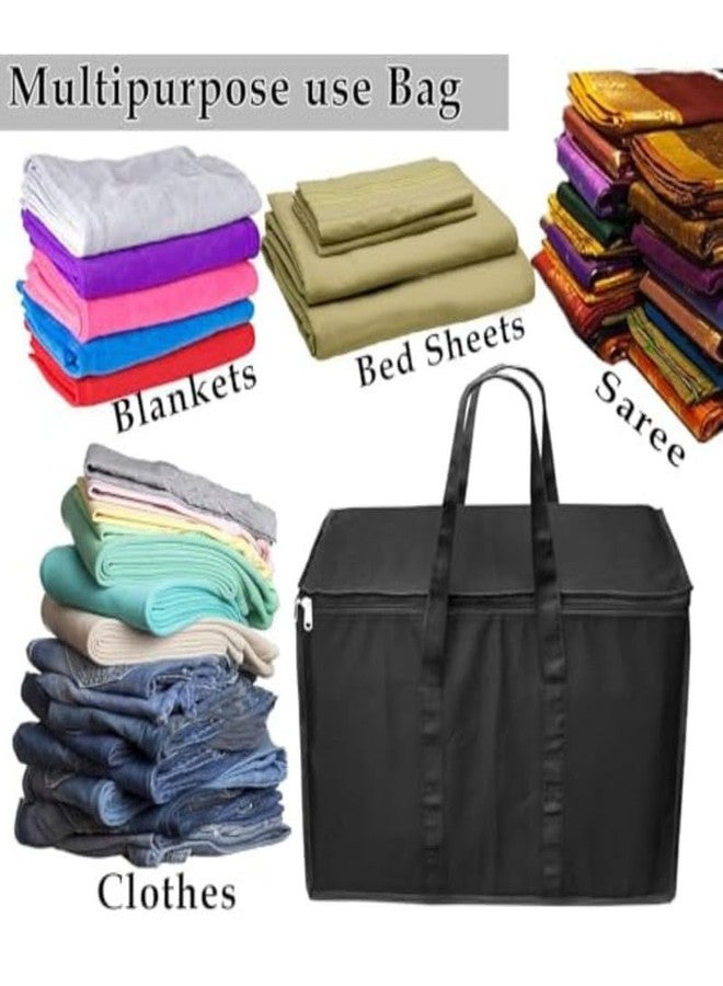 TULMAN Nylon Bag for Clothes| Document Files Storage Bag | Books,Toys Storage Bag/Cloths Organiser with Strong Handle - Black (22.5 x 16 x 14.5 Inch) - Image 4